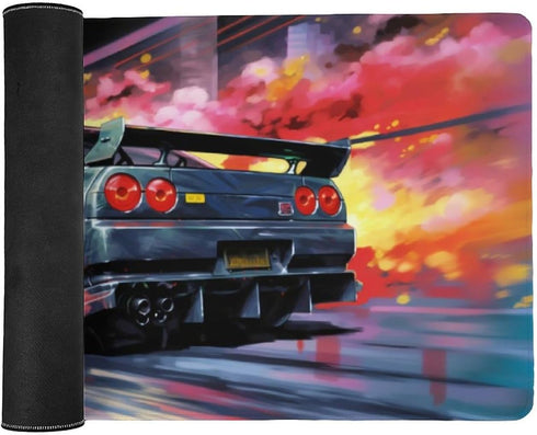 Large Mouse Pad Gaming Cool Japanese Anime R32 Tokyo Drift JDM Car Desk Mat, Extended Keyboard Pad, 35.4 x 15.7 Inch