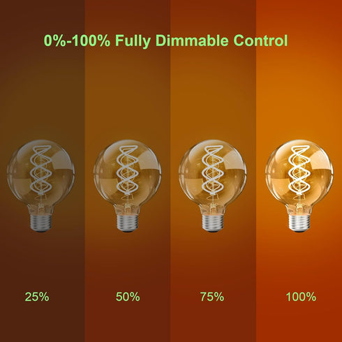 BOSITE G80 Vintage Edison Light Bulbs Dimmable 4W (40W Equivalent) Led Filament Bulbs White Warm 2700K CRI80+ E26 25000hours Decorative Globe Amber Glass Light Bulbs for Home Yard Restaurant(4PCS) by BOSITE