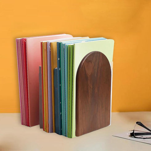 FytStycale 13x8x1cm Bookend Desktop Bookends Desk Organizer Accessories Invisible Hold Wood Material Suitable