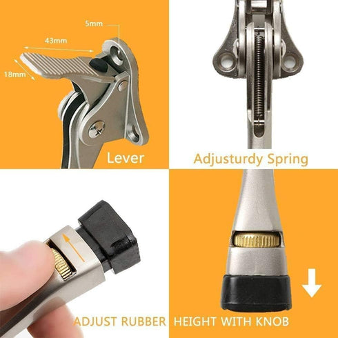 Gotega Door Stopper, 1/2/4 Packs Kickdown Door Stop with Adjustable Height and Rubber Tip
