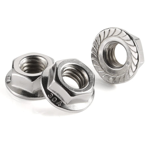 5/16-18 Serrated Flange Nut Hex Lock Nuts, Stainless Steel 304, Bright Finish, Quantity of 40