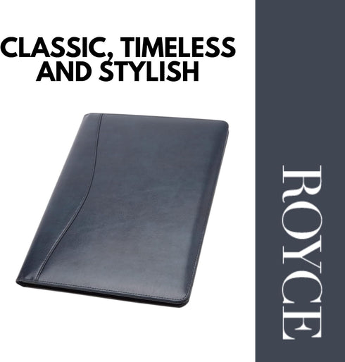 Royce Leather Aristo Genuine Leather Padfolio in Navy