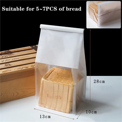 Dnyucen 50PCS Gusset Packing Bag(13x28x10cm) Bread Bags for Homemade Bread Bakery Takeaway Toast Bag Hamburger Pastry
