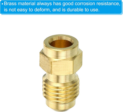 PATIKIL 4 Pack 1/4 SAE Male Thread Brass Flare Tube Fitting, Pipe Adapter Connector for Plumbing HVAC Air Conditioner