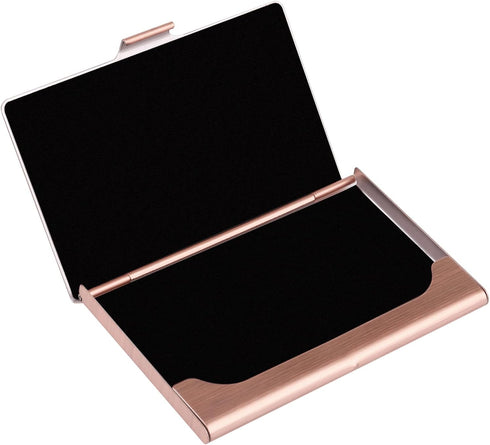 Slim Business Card Holder, Pocket Metal Case for Men & Women, Professional Stainless Steel Business Card Holders, Rose