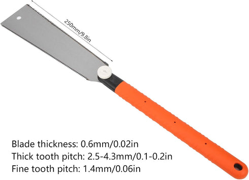Japanese Hand Saw, 10 Inch Double Edge Pull Saw with Long Handle, Practical Tool for Woodworking