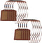 yueton 10pcs Vertical Style Leather Business ID Badge Holder - Brown with Long Neck Strap Lanyard