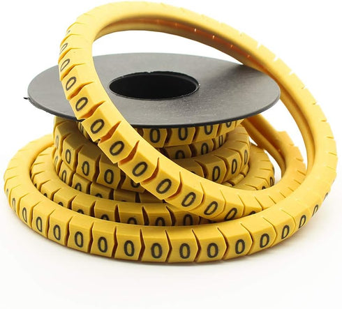10 Rolls of 0-9 Number Tube, Yellow Flexible PVC Concave Cable Wire Markers Label Tag (6mm2)
