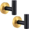 Angle Simple Black & Gold Towel Hook 2 PCS, Stainless Steel Bathroom Robe Holder, Wall Mounted Coat Hand Towel Hanger