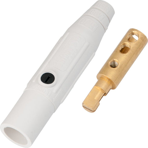 Marinco CLM2M-B CLM Cam Type, Series 15 Mini Inline, Single Pin Connector, 150 Amp, 600 Volt, 8 - #2 AWG, Male - White (B)