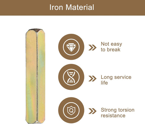 uxcell 2Pcs Door Knob Spindle, Gold Spare Door Handle Spindle Bar, 55mm Long Replacement Parts