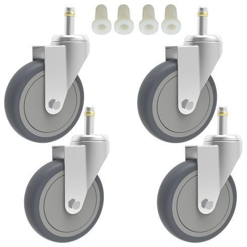 RILIDRI 4-Inch Swivel Stem Caster, 7/16-Inch Stem Diameter Rubber Wheel, Heavy Duty