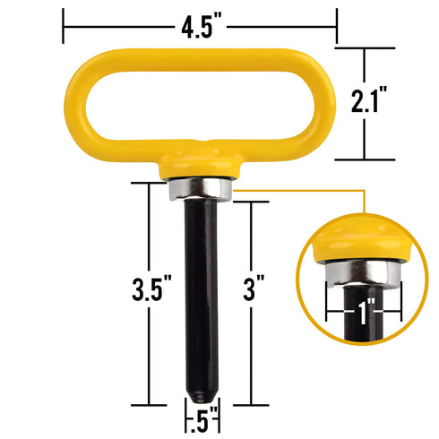 Yellow Magnetic Lawn Mower Trailer Hitch Pins, Ultra Strong Neodymium Magnet Pin for One Handed Hook On & Off