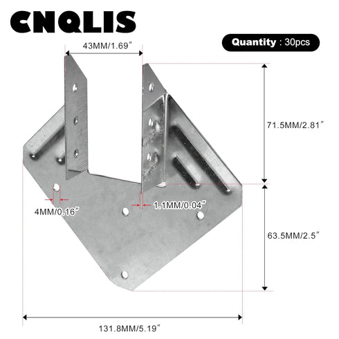 CNQLIS 18-Gauge Hurricane Tie, Heavy Duty Joist Hangers, 1.2mm for Roofing Trusses, 30 Pcs