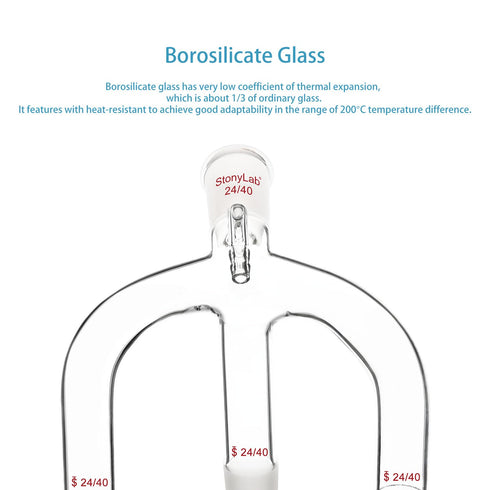 stonylab Glass Vacuum Receiving Adapter, Borosilicate Glass Distillation Apparatus with 24/40 Standard Joint