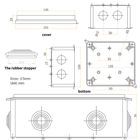 MAKERELE IP65 Waterproof Dustproof Electrical Junction Box, ABS Plastic Electronics Enclosure, White, 5.9 5.9