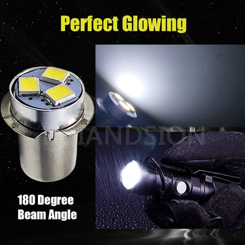 Ruiandsion 2pcs P13.5S LED Bulb 18V White 2835 3SMD Chips Upgrade for Flashlights Torch Light