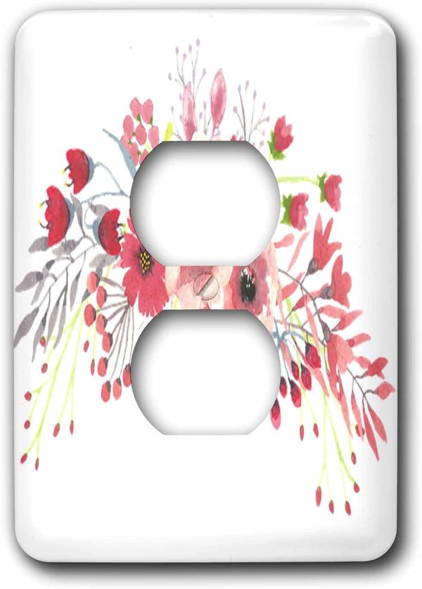 3dRose Image of Vintage Style Salmon and Pink Watercolor Floral 2 plug