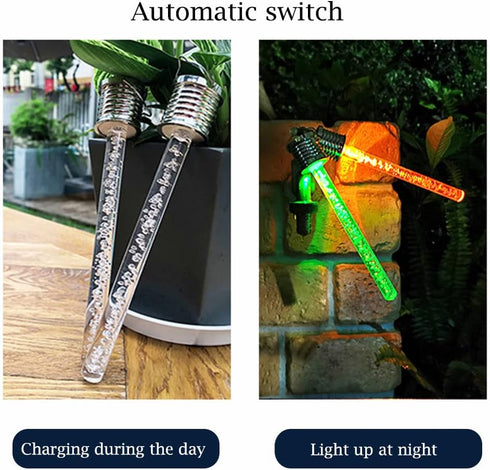 4 Pack 7 Solar Hanging Lights, Outdoor Solar Transparent Small Tube Light, Hanging LED Light with Color Auto-Changing