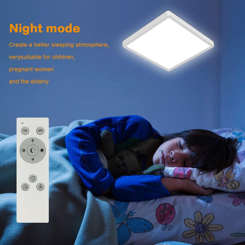 12 inch Dimmable 24W LED Flush Mount Ceiling Light with Remote, Full CCT Brightness Adjustable Square LED Ceiling