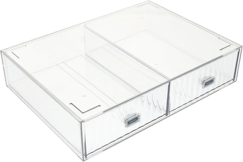 Small Plastic Storage Bin with Drawers, Stackable Organizer for Desk Accessories, Stationery, Office Supplies