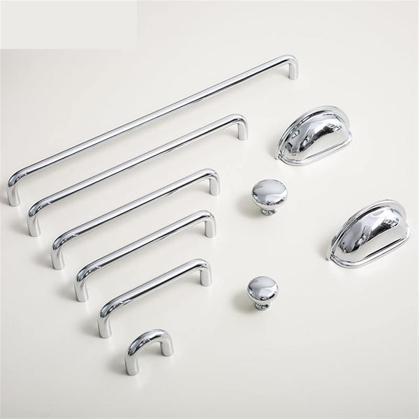 SMOKT Brass Bright Chrome Long Furniture Handles Wardrobe Kitchen Cupboard Cloakroom Bedside Cabinet