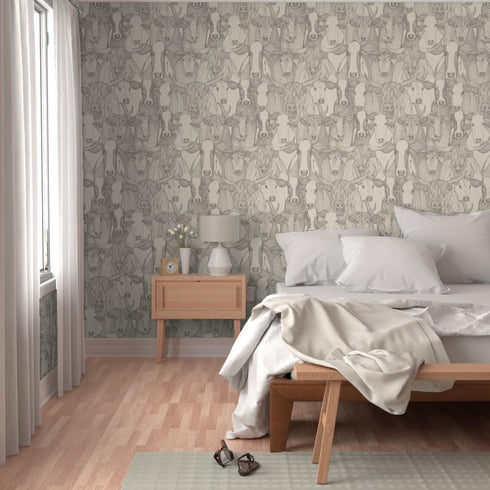 3ft 2ft Spoonflower Removable Wallpaper x - Neutral Cow Cattle Farming Rustic Farmhouse Dairy Friesian Bull Ox Highland