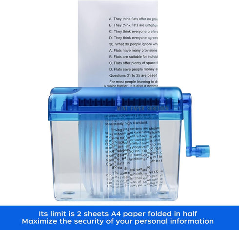 JIKIOU Mini Hand Shredder, Portable Paper Cutting Tool for Home Office, Blue