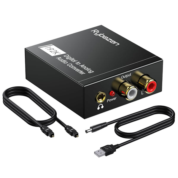 DAC 192KHz Digital to Analog Audio Converter, Optical to RCA Adapter with