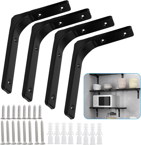 Moicstiy 4 Pcs 8 Inch L Brackets, Corner Braces with Screws for Shelves