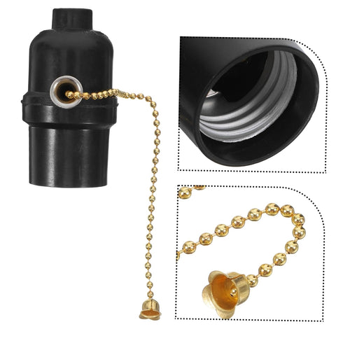 INOOMP Retro Light Socket Pull Chain Base Lamp Holder for Table & Floor Use