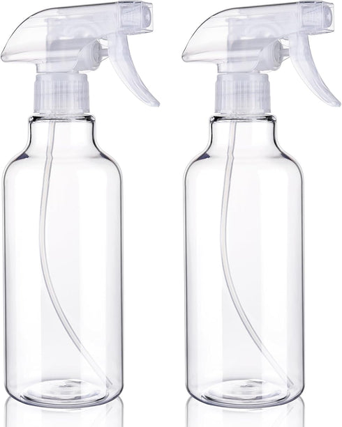 Plastic Spray Bottles, Empty 16.9oz/500ml, 2 Pack Heavy Duty Mist/Stream Water Bottle for Cleaning