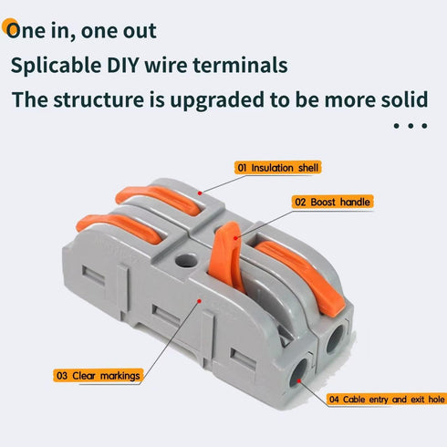 Eugiichr 44 1/2/3 28-12 PCS Lever Wire Connectors Nuts Kit - Port Push-in Quick Connect Inline Splices - Professional