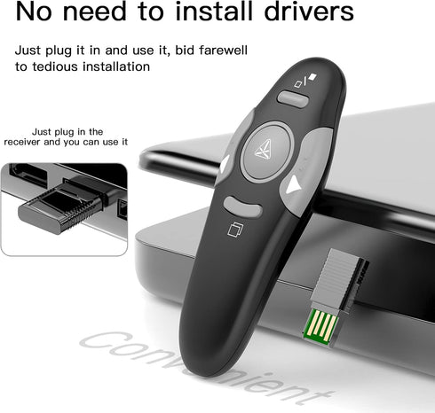 QUI Presentation Clicker Wireless Remote for PowerPoint, Slide Advancer for Mac/Windows/Linux