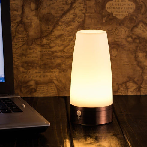 ZEEFO Retro LED Night Light with PIR Motion Sensor, Battery Operated Indoor/Outdoor Table Lamp for Kids Room