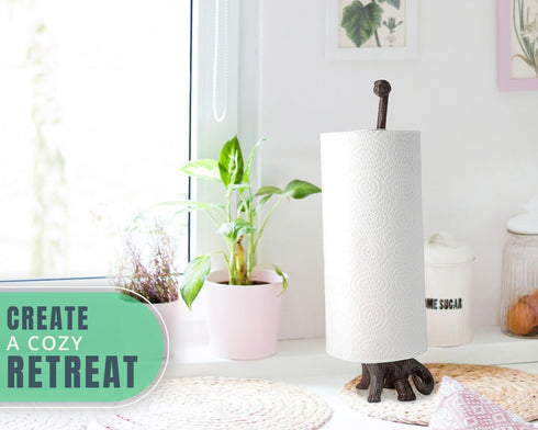 Comfify Paper Towel Holder or Free Standing Toilet Paper Holder - Cast Iron Dinosaur Paper Holder - Bathroom Holder