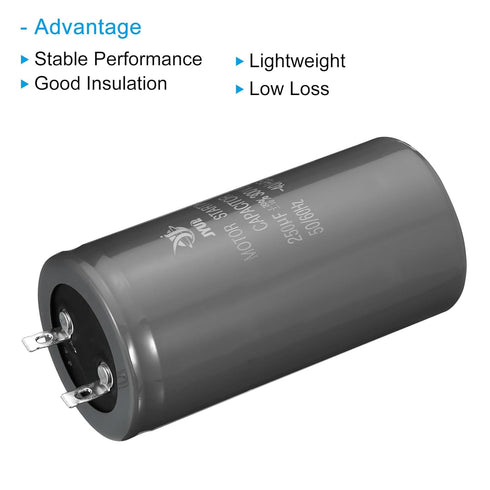 PATIKIL Motor Start Capacitor, 2 Pcs 250uf 300V 50/60Hz CD60 for Air Conditioners and Electric Motor Starts