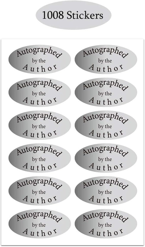 Silver Foil Autographed Label Stickers - 1 x 2 Inch Oval Laminated Author Stickers, 1008 Labels/Pack