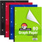 BAZIC Notebook 80 Sheets 5" Quad Graph Ruled Notebooks, Reversible 4", Easy Tear 3 Punched Holes, Squares Ruled