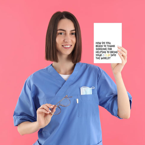 RUALOVE Funny Thank You Card for Labor and Delivery Nurse, Nurse Day Gift for Her, Thank You for Doula Midwife Card