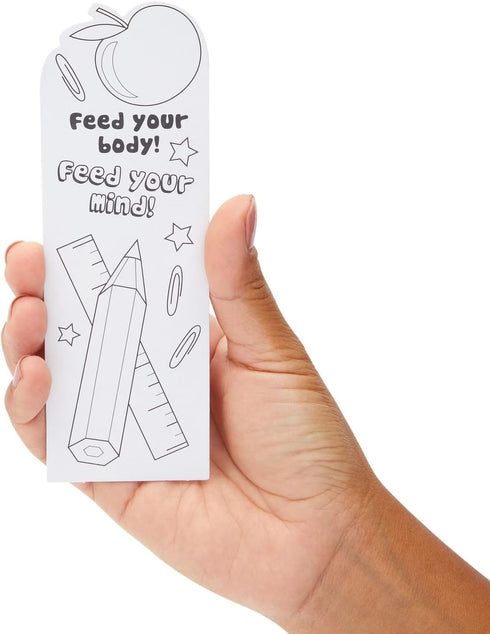 Juvale 24-Pack DIY Bookmarks for Kids & Students - Color Your Own Bookmark Kit with Book Worm Designs for Reading,