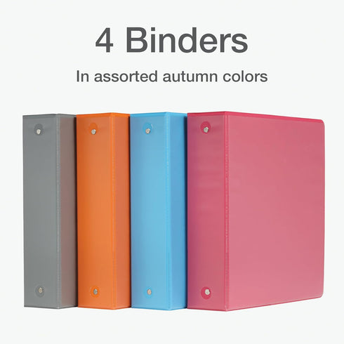 Cardinal 3 Ring Binders, 2 Inch, Round Rings, Holds 475 Sheets, ClearVue Presentation View, 4 Pack