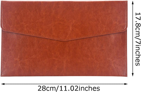 PU Leather A5 File Folder Document Holder with Snap Closure, 2 Packs (Black & Brown)