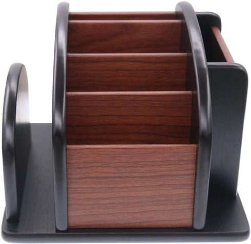 Coideal Remote Control Holder Caddy, Wooden Rotating Organizer, Large Spinning Wood Remote Holder for Living Room