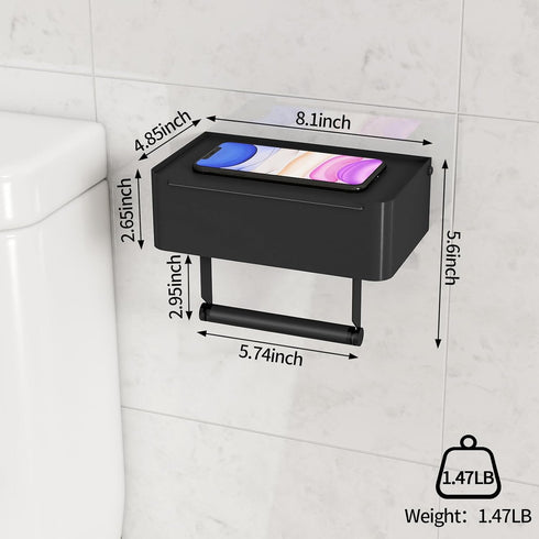 SUS304 JUYSON Toilet Paper Holder with Shelf, Flushable Wipes Dispenser Fits for Bathroom Wipe Storage, Keep Your Wipes
