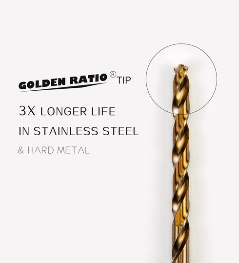 INTOO Hss Cobalt Drill Bits Set, 21PCS Triangle Shank Industry Drill Bits with Golden Ratio Tip