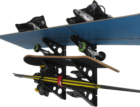 StoreYourBoard Horizontal Ski Wall Rack, Holds 3 Pairs of Skis and Poles, Up to 40 lbs