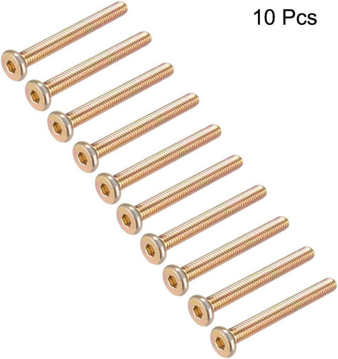 uxcell M6x55mm Furniture Screw - Hex Socket Machine Screws Zinc Plated Fasteners Bolts Full Thread (10Pcs)