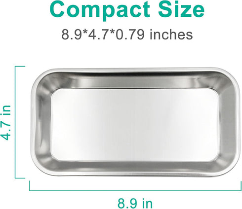 6pcs Metal Tray, Stainless Steel Small Tray for Tattoo, Resin, Bathroom, Lab Supplies