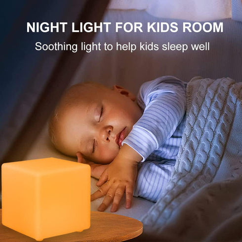 BALMOST 6-in Dimmable 16 4 LED Cube Night Light, Rechargeable LED Light Cube w/Remote, RGB Color Changing Modes Light